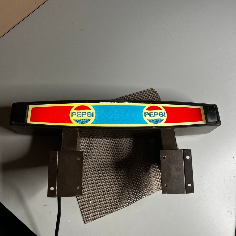 Vintage Pepsi Cola Lighted Soda Fountain Sign Menu Board Topper Advertising 21in
